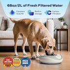 Maxi Filtered Dog Water Bowl, 2L/68oz — No Power or Batteries Needed, Auto-Refill, No Spill, Portable Travel Lock, Carbon Filter, BPA-Free, Dogs & Cats