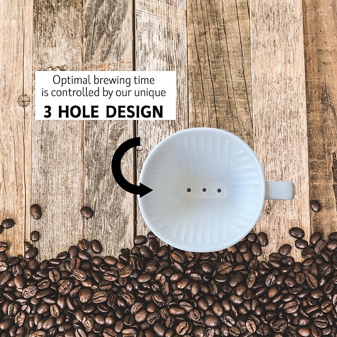 Simply Charmed Black or Golden Lab Coffee Pour Over Single Cup Ceramic Brewer with Melitta Filters 8 to 16 oz Depending on How Much Water/Grounds You Use