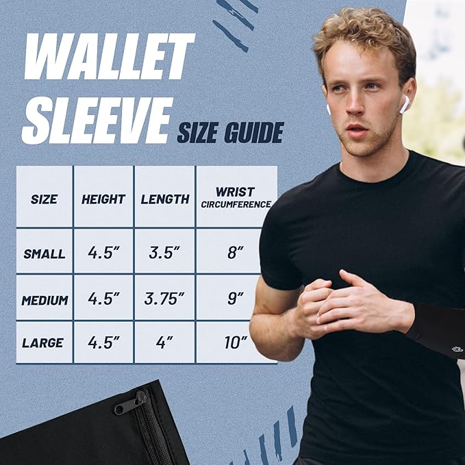 Wallet Sleeve, Wallet Wristband - Anti-Pickpocket -RFID Anti-theft - Lightweight -Perfect for Travel, Running, Hiking,3 Pack