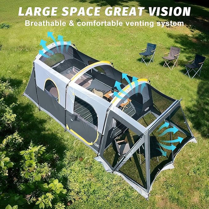 UNP Camping Tent 8 Person Waterproof Big Tunnel Tent with Screen Porch,Family Outdoor Large Tents for Camping 20' x 9' x 80in(H)