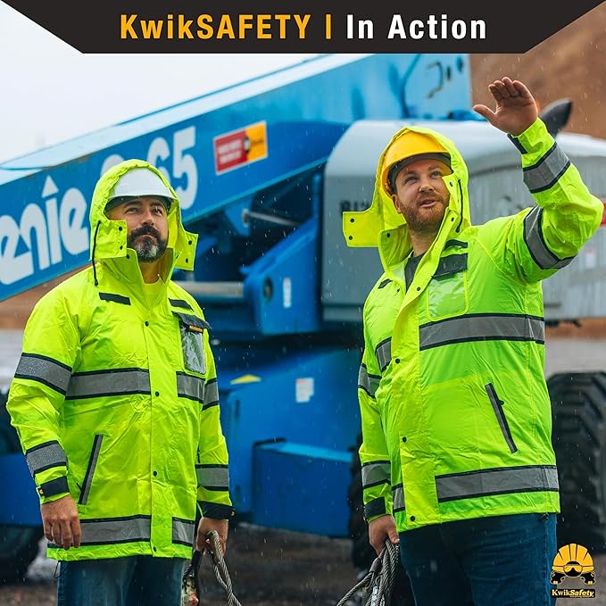 KwikSafety - Charlotte, NC - TORRENT Rain Jacket & Trench Coat ANSI OSHA Class 3 High Visibility Jacket Hi Vis Rain Gear
