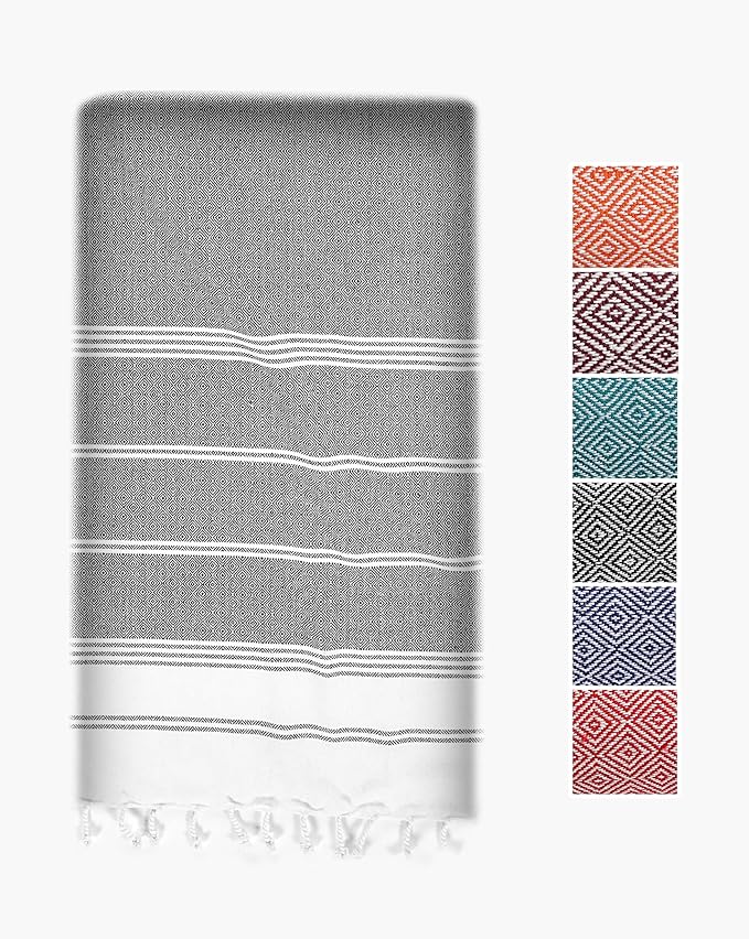LANE LINEN Beach Towel, Oversized Beach Towel 39"x71", Lightweight Beach Essentials for Women, Large Pool Towel, Absorbent & Quick Dry, Sand Free Beach Towel - Ebony