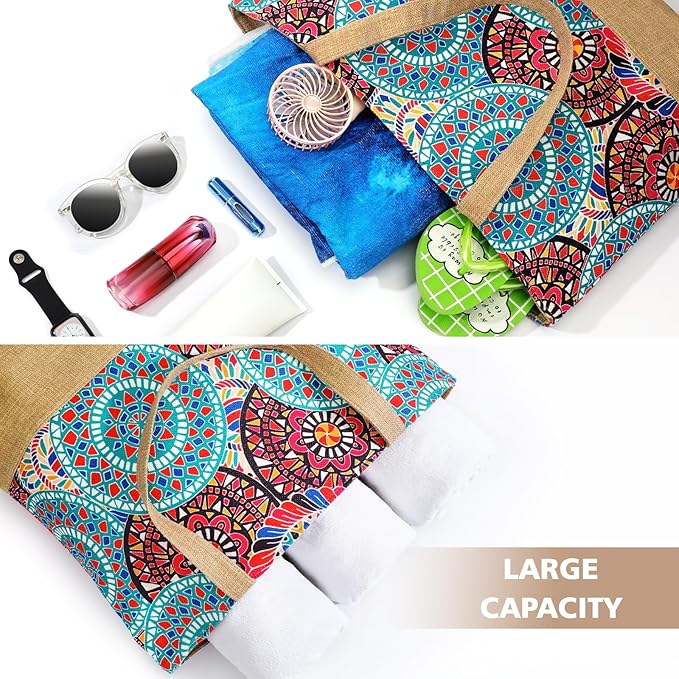 Trifabricy Beach Bag for Women, Large Beach Tote Bags with Zipper, Woven Straw Tote Waterproof, Swim Gym Shopping Travel Bag