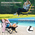 HaSteeL Folding Beach Chair Set of 3, Foldable Black Camping Chairs & Grey Table for Outside, Low Beach Chair Portable for Adults Fishing, Picnic, Outdoor BBQ, Cup Holder & Storage Bag