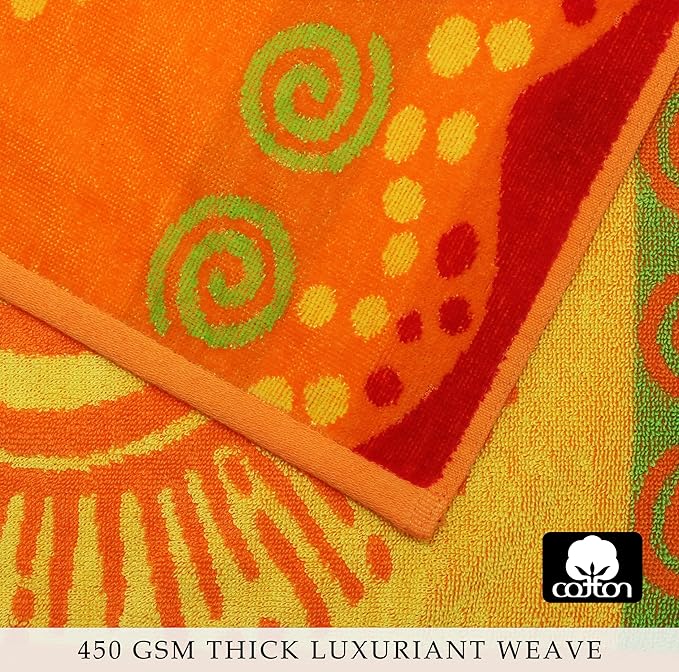 COTTON CRAFT Hooded Beach Towel – Oversized 39 x 68 Towel with Hood for Adults - 100% Cotton Velour Terry Jacquard Towel - Pool Bath Wrap - 450 GSM Soft Absorbent Quick Dry – Sunshine Orange Yellow