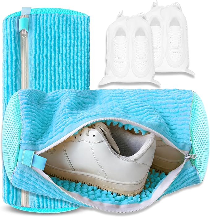 2Pcs Reusable Shoe Washing Machine Bag for Washer and Dryer:Free Up Hands, Prevent Deformation,shoe bag with Zipper Protection Design, Use for all Shoes,Sports Shoes