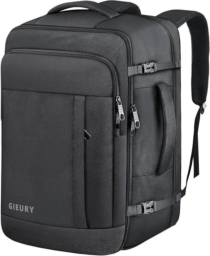 55L Carry On Backpack, Extra Large Travel Backpack for Men & Women, Expandable 60L Big Capacity Bag For Airplanes, Travel Gifts for Men Women, Fits 18.4 Inch Laptop, Luggage Suitcase Daypack, Black