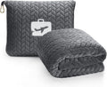 EverSnug Travel Blanket & Pillow 68x42 - Premium Ultra-Soft Microfleece 2 in 1 Compact & Packable Flight Blanket with Soft Bag Pillowcase, Hand Luggage Sleeve and Backpack Clip (Grey)