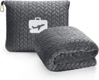EverSnug Travel Blanket & Pillow 68x42 - Premium Ultra-Soft Microfleece 2 in 1 Compact & Packable Flight Blanket with Soft Bag Pillowcase, Hand Luggage Sleeve and Backpack Clip (Grey)