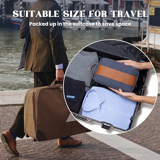 Vorspack Toiletry Bag for Men - Water Resistant Travel Bag for Toiletries, Lightweight Hygiene Bag for Bathroom, Travel Essentials, Gifts - Blue