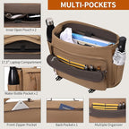 ESTARER Messenger Bag 17-17.3 Inch, Men's Computer Bag Water-resistant Canvas, Laptop Shoulder Bag for Travel Work College, Brown