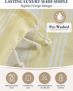 LANE LINEN Large Beach Towel, 2 Pack Turkish Beach Towels Set, Lightweight Towel for Adults, 39"x71" Oversized Pool Towels, Absorbent, Quick Dry, Durable Sand Proof Beach Towel - Yellow