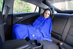 BlueHills Premium Soft Ultra Compact Travel Blanket Value Pack Set of 2 - Airplane Traveling Essentials Flight Blanket in a Portable Car Plane Travel Gift - Black and Royal Blue