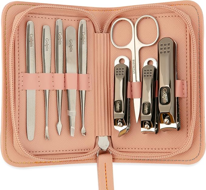 9 Pcs Manicure Set for Women Men & – Stainless Steel Manicure & Pedicure Kit with Travel Nail Grooming Case, Nail Clippers, Cuticle Tools – Gift-Ready Mens Manicure Kit & Womens Grooming Set