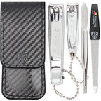 3 Swords Germany - Brand Quality 4 piece Manicure Pedicure Grooming kit Set Tweezers File Clipper Fashion Leather case in Gift Box, Made by 3 Swords