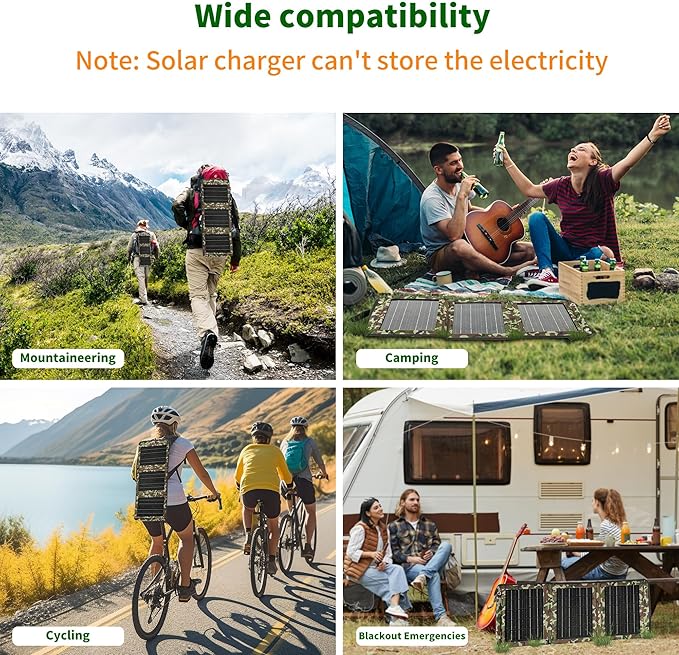 28W Portable Solar Panel Charger,Foldable Solar Charger with Dual USB Output, Lightweight ETFE Solar Panel for Camping,Hiking,Backpacking,Travel,RV and Emergency Use