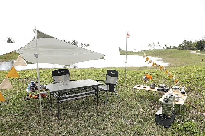 KingCamp Folding Camping Table, Portable Camp Table Foldable Aluminum Roll Up Seamless Desktop with Storage and Tall Legs for Outdoor Backyard Picnic