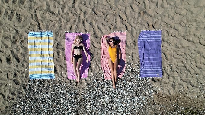 HAVLULAND Turkish Beach Towel Oversized 72"x40" Bath Towels Bulk Set Extra Large Sand Free Quick Dry Absorbent Lightweight Pool Swim Camping Blanket Adults XL Big Vacation Essentials (Orange, 6 Pack)