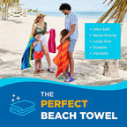 Kaufman - Soft Oversized Beach Towels in Bulk | 29" x 58" Velour Striped Towel | Absorbent, Quick-Drying | 100% Cotton Thick Towels (4 Pack)