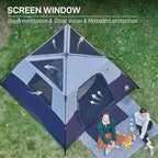 EVER ADVANCED 6 Person Camping Tent, Blackout Design Tent for Camping Instant Cabin Tents for Family with Rainfly, 60s Easy Setup, Water-Resistant