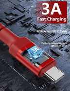USB C Cable 10FT, 2Pack USB A to USB C Charger Cable, Type C Cable 3A Fast Charging Upgraded Extra Durable Braided USBC Cord Compatible with iPhone 17/16 15 Pro Max/Samsung Galaxy S23 and More-Red