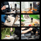 Portable Pour Over Coffee Maker, Rechargeable Electric Grinder with Stainless Steel Conical Burr, Integrated Hand Brew Kit with Stainless Steel Filter Dripper & Travel Mugs, for Camping, Outdoors