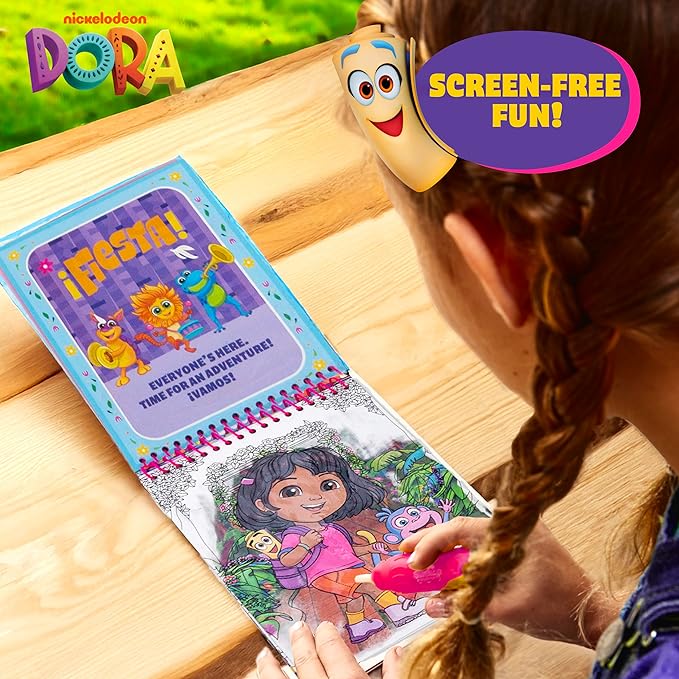 Dora Aqua Art, Includes Brush Pen and Reusable Water Reveal Pages, Mess Free Coloring for Toddlers, Travel Toys for Little Ones, Road Trip Essentials, Kids Airplane Activities, No Mess Coloring