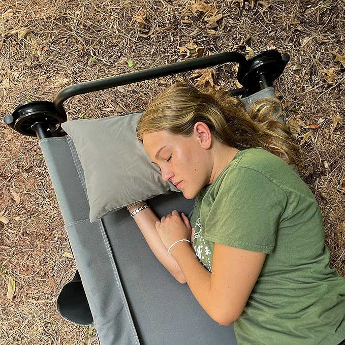 Disc-O-Bed Compact and Packable Travel Pillow with Washable Cover, Ultralight for Backpacking, Hiking, and Camping, Grey