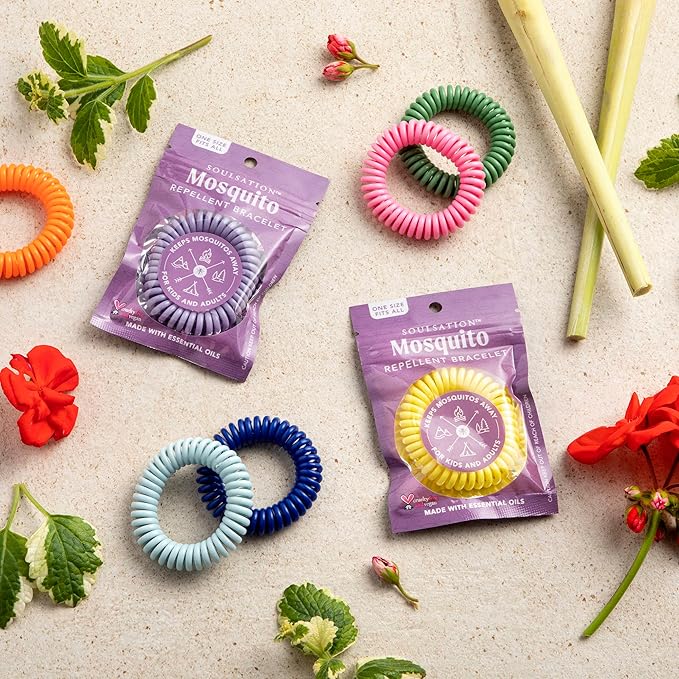 SoulSation 30 Pack Mosquito Repellent Bracelets, DEET-Free for Kids & Adults, Individually Wrapped Bands