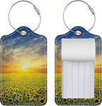 Luggage Tags for Suitcases, 2 Pack Cute PU Leather Suitcase Tag Identifiers TSA Approved with Stainless Steel Loop and Address Card for Baggage Tag for Travel Essentials Sunflowers, by Chelmon