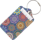 Luggage Tags for Suitcases, 2 Pack Cute PU Leather Suitcase Tag Identifiers TSA Approved with Stainless Steel Loop and Address Card for Baggage Tag for Travel Essentials Hexagon, by Chelmon