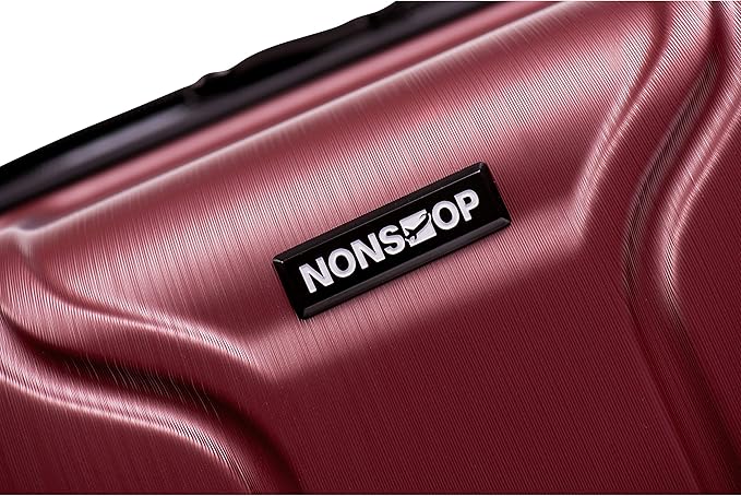 NONSTOP NEW YORK Luggage Expandable Spinner Wheels hard side shell Travel Suitcase Lightweight, TSA Lock, Double USB Port (Burgundy, Carry-On 20-Inch)