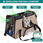 PetAmi Airline Approved Pet Carrier for Cats & Small Dogs, Soft Sided TSA Travel Carrier Bag with Sherpa Bed, Breathable Mesh Ventilation, Collapsible Bowl, Up to 18 lbs, Large Heather Taupe
