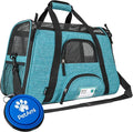 PetAmi Airline Approved Pet Carrier for Cats & Small Dogs, Soft Sided TSA Travel Carrier Bag Sherpa Bed, Breathable Mesh Ventilation, Collapsible Bowl, Fit Under Seat, Up to 18 lbs, Large Heather Blue