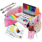 PILLANI Kids Travel Tray for Car - Toddler Car Activities, Car Seat Tray with Activity Sheets & Pens, Road Trip Essentials for Car & Airplane, Travel Lap Desk Accessories - Road Trip Activities Toys