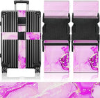 Slohif Luggage Straps for Suitcases Travel Belt Accessories Luggage Connector Identifiers Over Handle with Buckle Unique Nylon Adjustable Strap for Sleeping Bag Car Seat Deep Purple Marble (2 Pack)