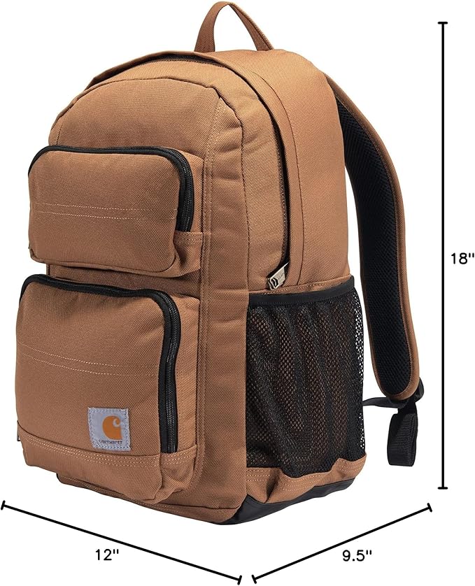 Carhartt 27L Single-Compartment Backpack, Durable Pack with Laptop Sleeve and Duravax Abrasion Resistant Base, Brown