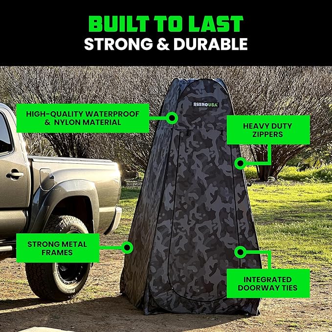 Rhino USA Pop Up Privacy Changing Tent - Ultimate Outdoor Camping Shower, Camp Toilet, Rain Shelter for Beach and Camping - Lightweight and Sturdy, Instant Setup While On-The-Go