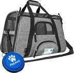 PetAmi Airline Approved Pet Carrier for Cats & Small Dogs, Soft Sided TSA Travel Carrier Bag Sherpa Bed, Breathable Mesh Ventilation, Collapsible Bowl, Fit Under Seat, Up to 18 lbs, Large Heather Gray