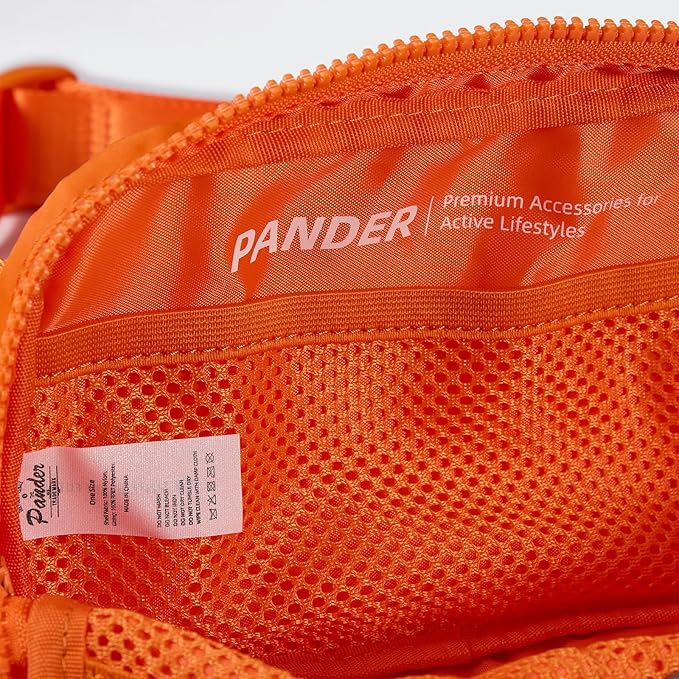 Pander Two Way Zipper Fanny Pack Nylon Everywhere Belt Bag for Women, Water Repellent Waist Packs, Crossbody Bags with Adjustable Strap (Dark Orange).