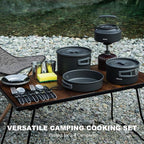 Alocs Camping Cookware Set - Lightweight Camping Pots and Pans - Portable Outdoor Cookware with Kettle - Camping Cookware Mess Kit for 2