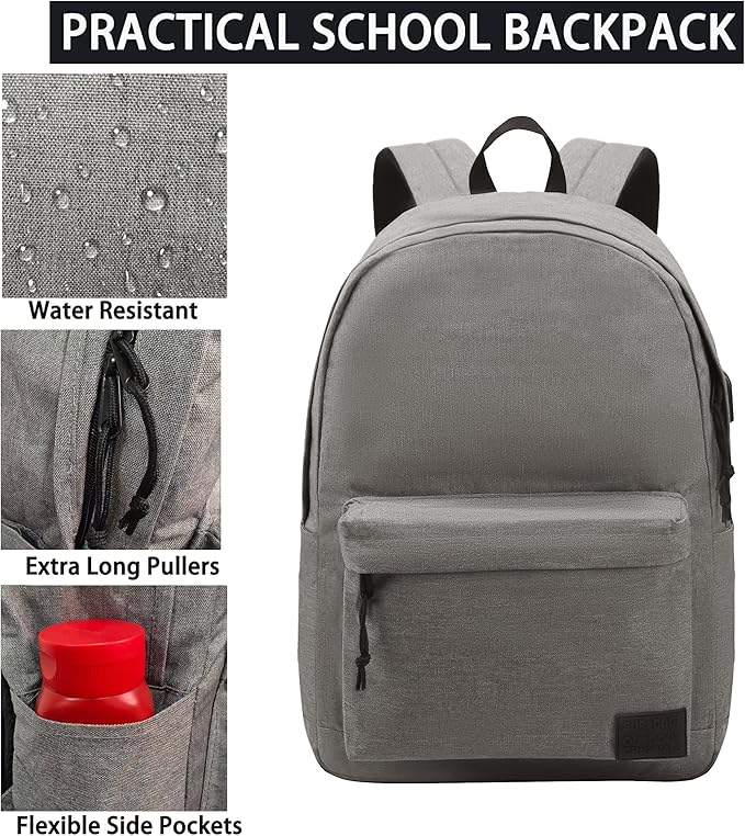 SUPACOOL Casual Laptop Backpack for Men and Women, Backpack for College, USB Charging Port, Lightweight Back Pack