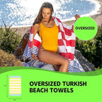 HAVLULAND 6-Packs Turkish Beach Towel Oversized 72"x40", 100% Turkish Cotton, Quick Drying Bath, Pool & Beach Towels - Sand Free, Extra Large, Ultra Soft, Compact & Lightweight for Travel
