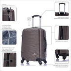 InUSA ROYAL Hardside Luggage with Ergonomic Handles | Spacious Travel Suitcase with Four Spinner Wheels and Studs | 20 Inch Hardside Carry-On Spinner Luggage | Brown