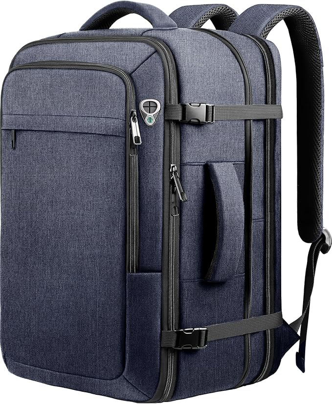 60L Extra Large Laptop Backpack for Men, TSA Approved Water Resistant Computer Bag for Business Travel, Fits 18.4 Inch Laptop, Blue