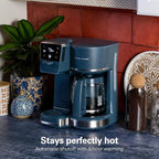 Hamilton Beach 2-Way 12 Cup Programmable Drip Hot and Iced Coffee Maker & Single Serve Coffee Machine, AquaFlow Showerhead, Glass Carafe, Auto Pause and Pour, Kitchen Makeover Blue (47502J)