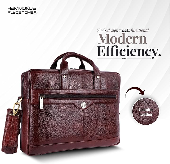 HAMMONDS FLYCATCHER Genuine Leather Laptop Bag for Men, Padded 15.6" Laptop Sleeve, Leather Messenger Bag for Men Briefcases