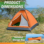2 Person Outdoors Camping Tent with Rain Fly and Carrying Bag - Lightweight Outdoor Pop Up Tents for Camping Essentials, Music Festivals, Backpacking, Hiking, or Beach Shelter by Wakeman Outdoors