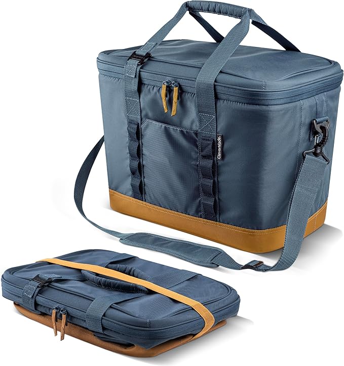CleverMade Pacifica Collapsible Cooler Bag – Large Portable Cooler Bag for Travel, Foldable Insulated Cooler for Beach, Picnic & Tailgating, Holds Up to 50 Cans, Leakproof Soft Carry Cooler - Ocean