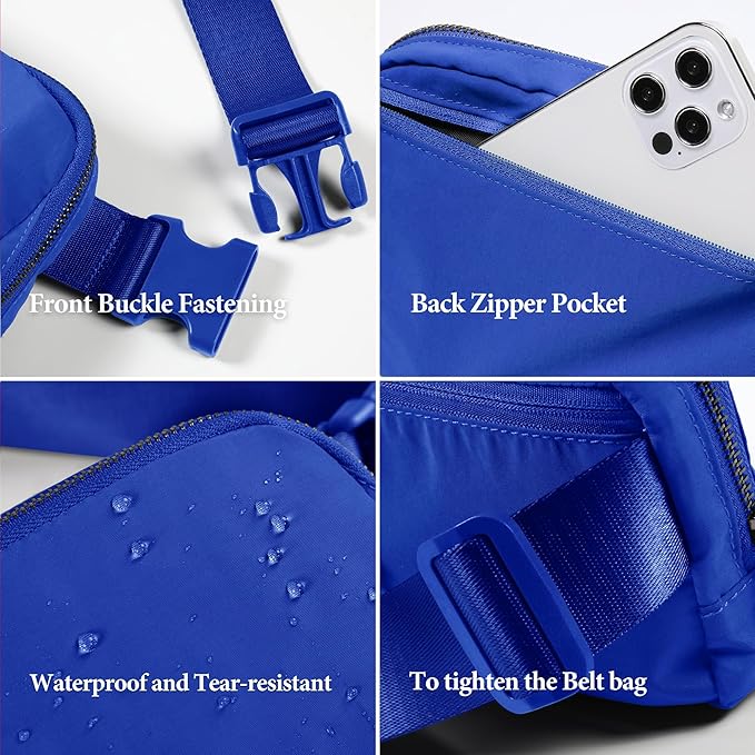 YOSHUYUKI Fanny Pack Cross Body Bag Small Crossbody Bags for Women Men Trendy Nylon Waterproof Mini Purse Travel Running Belt Lulu Dupes Bum Hip Chest Waist Pack Side Bag Must Have Blue